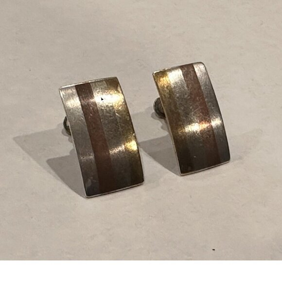 METALES CASADOS TAXCO Jewelry - METALES CASADOS TAXCO 925 SILVER COPPER BRONZE BRUTALIST EARRINGS SCREWBACK MCM